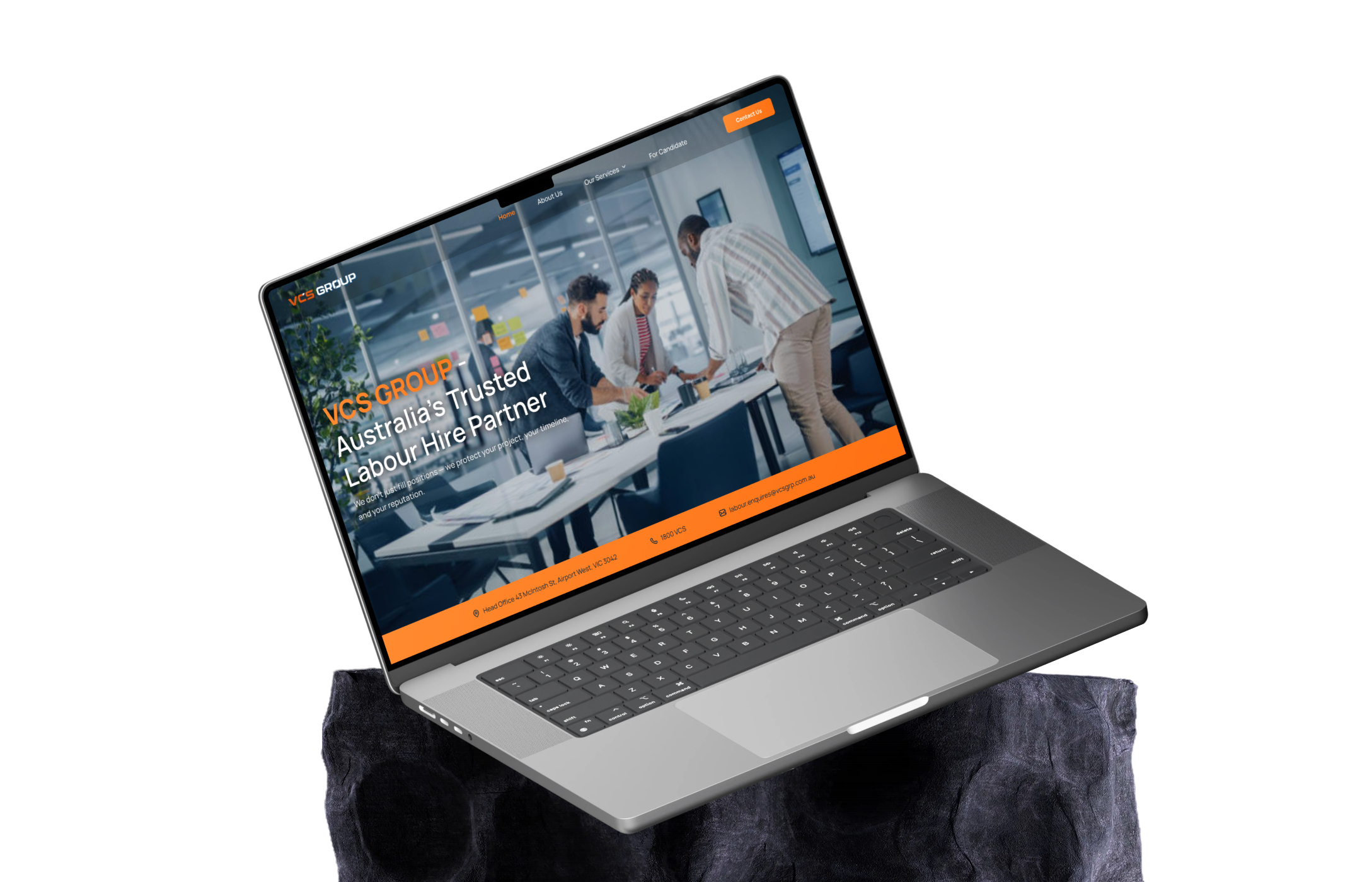 VCS Group website on a laptop